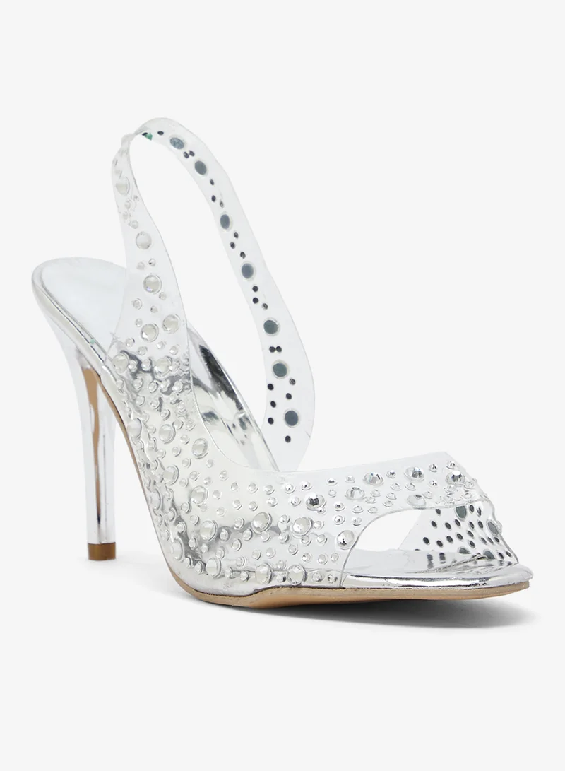 جينجر Rhinestone Diamonte Embellished High Heel Stiletto Sandals